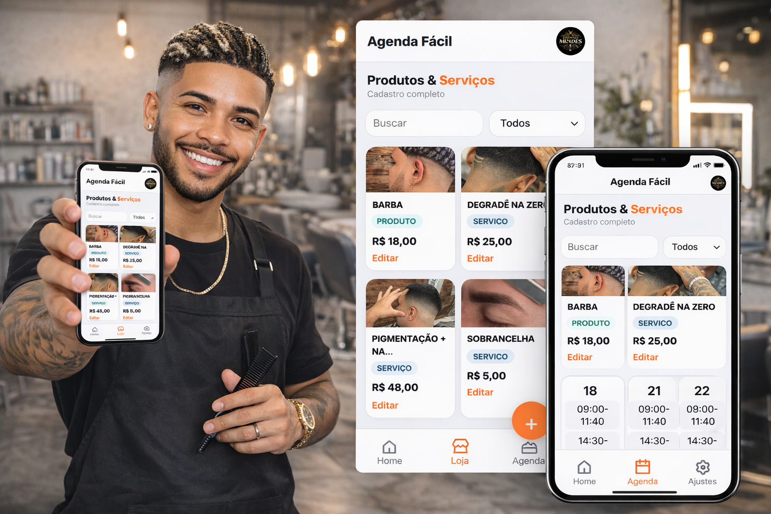 Mockup do sistema Agenda Clena